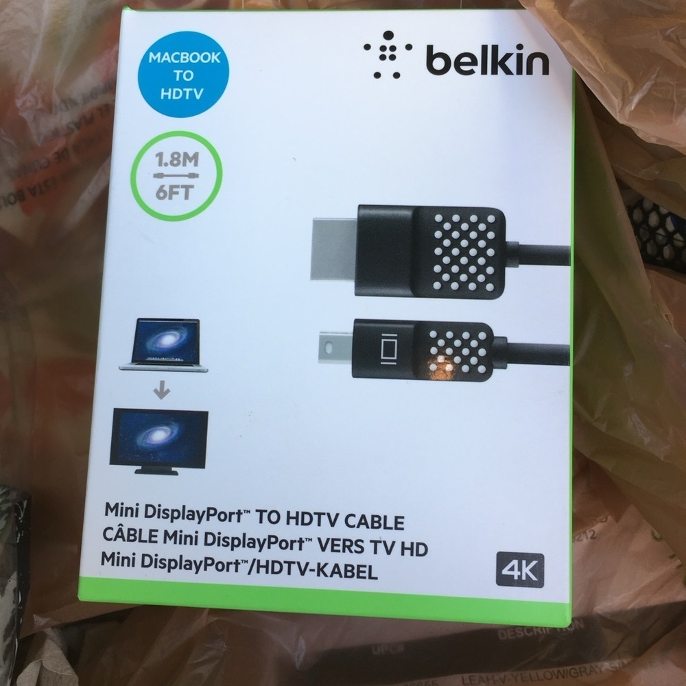 Belkin Black and White DisplayPort to HDTV Cable. 6’